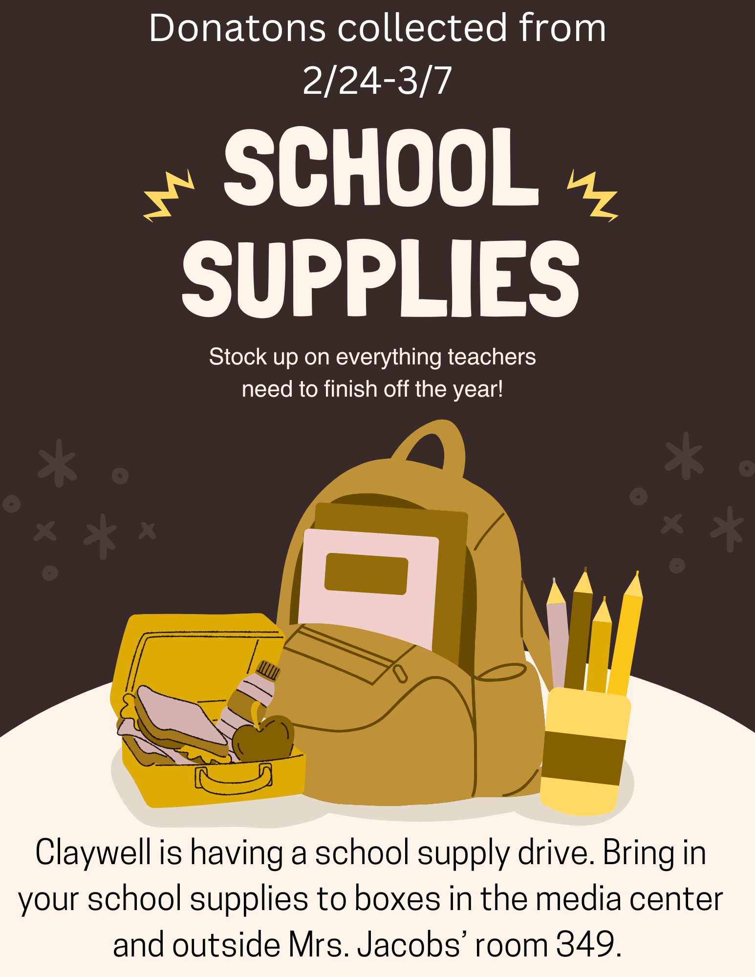  School Supply drive going on now